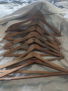 Lot Of 8 Vintage Wooden Clothes Hangers Advertising Hotels - Motels ALL OVER USA