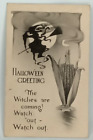 Halloween Post Card Gibson Smoke Witch Corn Cob Candle Full Moon
