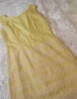 SWEET Vtg 1970s Krist San Francisco Womens Yellow Sun Dress Semi Sheer Eyelet M