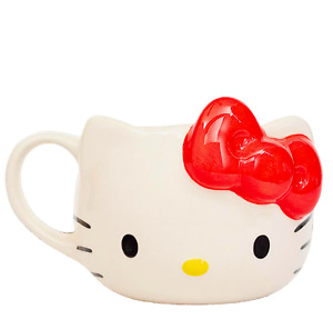 Sanrio Hello Kitty Face Red Bow Ceramic Mug 20 oz. Original 3D Sculpted Design