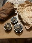 3 Shakespeare Pflueger Medalist Fly Reel Spares Spools with Leather Pouch