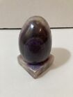 Shades Of Purple Polished Marble Stone Agate Onyx Egg w/Stand Vintage