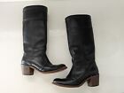 Frye Jane Size 7 B Black Leather Tall Pull On Riding Knee High Boots Womens