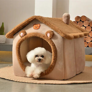 Dog House Kennel Pet Dog Cat Bed for Small Dogs Winter Warm Plush Cat Bed Nest