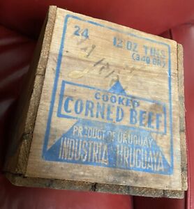 OLD VINTAGE LIBBYS McNEILL LIBBY CORNED BEEF WOODEN CRATE WOOD URUGUAY SEATTLE