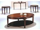 3 Piece Contemporary Walnut Finish Oval Coffee Table And End Table Set