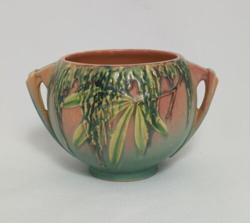 Roseville Pottery Green Moss Pink Vase 289-4