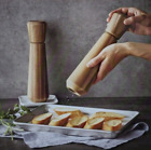 Acacia Wood Salt & Pepper Ceramic Grinder Set New For Chef Cooking Kitchen