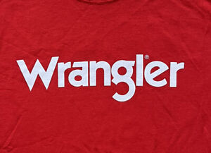 2-Sided Classic Simple WRANGLER Logo Western Apparel Red Shirt SMALL UNUSED NEW