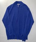 Peter Millar Full Zip Cardigan Sweater Blue 100% Merino Wool Size Large