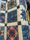 Quilt 54x80 Twin Size Homemade Signed Blocks Yellow Blue Pink Custom