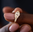 Gold Diamond Ring GLI IGI Lab Created Half Moon Cut 1 Carat Fine 18K Yellow Band