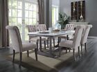 SPECIAL Gray Oak & White Faux Marble Dining Room 7 piece Table Chairs Set ICBM