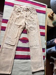 RRL Double Front  Jeans 32x34  USA Wheat Selvedge Distressed Denim RARE