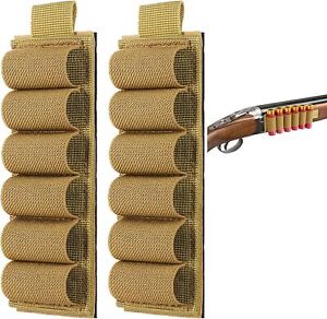 Tactical 6 Rounds 12/20GA Shotgun Shell Holder Ammo Carrier Pouch Adhensive 2PCS
