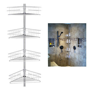 4 layer Rustproof Bathroom Corner Shelf Shower Caddy Shower Tension Pole Caddy🔥