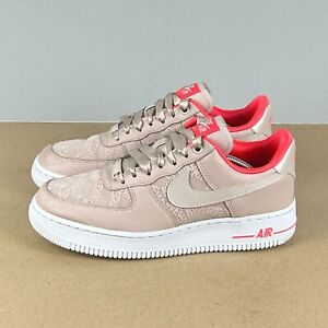 Nike Air Force 1 '07 Athletic Shoes Womens 8.5 Fossil Stone Laser Crimson Low