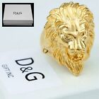 DG Men's Stainless Steel,Wedding LION Head Gold plated Ring 7 8,9 10 11-14*Box