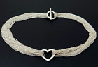 Tiffany & Co Sterling Silver Heart Multi Strand Mesh Necklace Toggle clasp