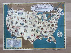 1949 America Celebrates Greyhound Bus Map Gay Days Around America  24