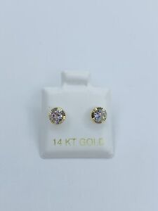 14k Gold Earrings Small Studs Screw - Aretes De Oro 14k Tornillo