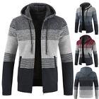Mens Knitted Chunky Zip Up Hoodie Sweater Cable Knitted Hooded Cardigan Jumper