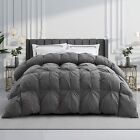 Luxurious All Season Goose Down Comforter King Size Duvet Insert 100% Cotton