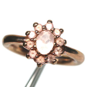 Gemstone Rose Quartz Jewelry Ring 925 Silver Rose Gold Size 5.5