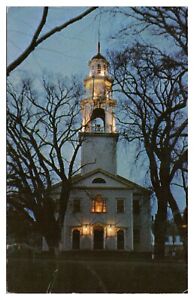 The Independent Christian Church Gloucester Massachusetts MA Postcard Night View