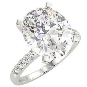 3.5 Ct Oval Cut VS1/E Solitaire Pave Diamond Engagement Ring 14K White Gold