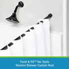Kenney 42in. - 72in. Steel Twist & Fit No Tools Tension Shower Curtain Rod Black