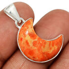 Moon - Composite Coral 925 Sterling Silver Pendant Jewelry CP43622