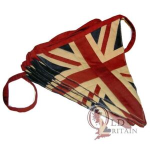 Vintage Union Jack Bunting | 9 Quality Sewn Flag | Queens Jubilee Banner