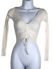 Princess Polly Women's Open Knit Long Sleeve White Boho Crop Top Size 0