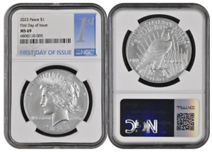 New Listing2023 Peace Silver Dollar $1 2pc Set NGC MS69 First Day Of issue