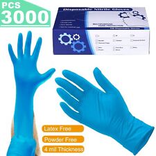 3000pcs Nitrile Exam Gloves Durable Thicken 4mil Non-Latex Powder Free S/M/L/XL