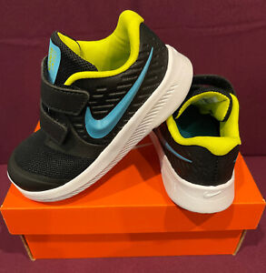 Nike Star Runner 2 Baby Toddler Shoes Size: 10C Black/Blue/Volt Boy/Girl