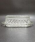 Vintage Anchor Hocking Wexford, Clear Glass Butter Dish, Diamond Pattern