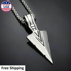 Mens Warrior Spear Arrow Head Pendant Necklace Stainless Steel Silver Chain