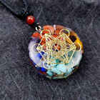 Natural Quartz 7 Chakra Orgone Crystal Chip Stone Pendant Reiki Healing Necklace