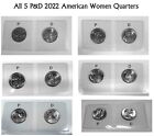 * 2022 P & D American Women 10 Coin Full set Uncirculated in Vinyl Coin Flips *