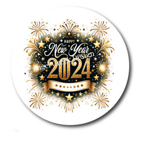 Happy New Year 2024 Sparklers and Stars Stickers Envelope Seals New Year Favors