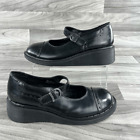 Vtg Dr Martens Mary Janes Shoes Black Leather Chunky ENGLAND 7 UK 90s Wedges