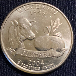 US MINT ERROR 2004-D Washington Wisconsin State Quarter=Extra Leaf Low/YouGrade!