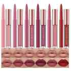 12Pcs Matte Liquid Lipstick + Lip Liner Pens Set, One Step Lips Makeup
