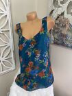 Cabi 3449 Large Still Life Green Floral Adjustable Staps 2 Layer Tank Top Blouse