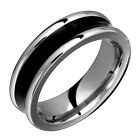 Titanium Band Large Groove Black Resin Inlay Comfort Fit Polished Wedding Ring