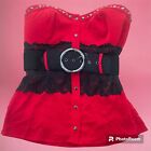 vintage y2k 2B BEBE red strapless studded top w belt size small