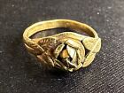 RARE Antique French Victorian era Gold plated Ring with a Hidden religious medal