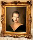 Large Frame Antique Wood Gold Gilt Portrait Woman 40's Artist Puleo 32
